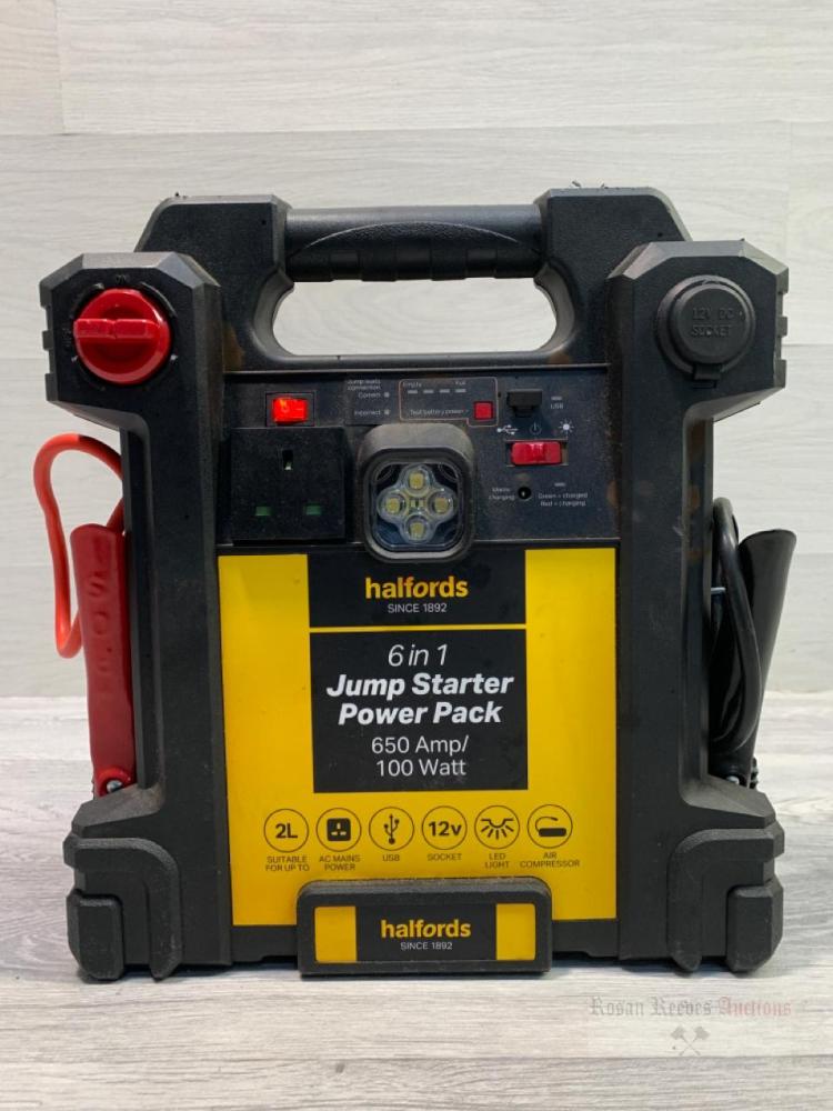 A Halfords 6 in 1 jump starter power pack, no mains charger