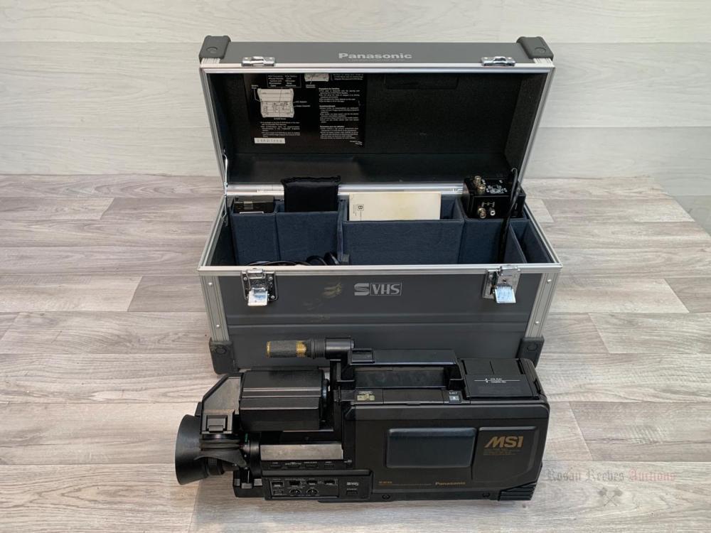 A Panasonic NV-MS1 S-VHS movie camera with Panasonic VW-SHS1 movie