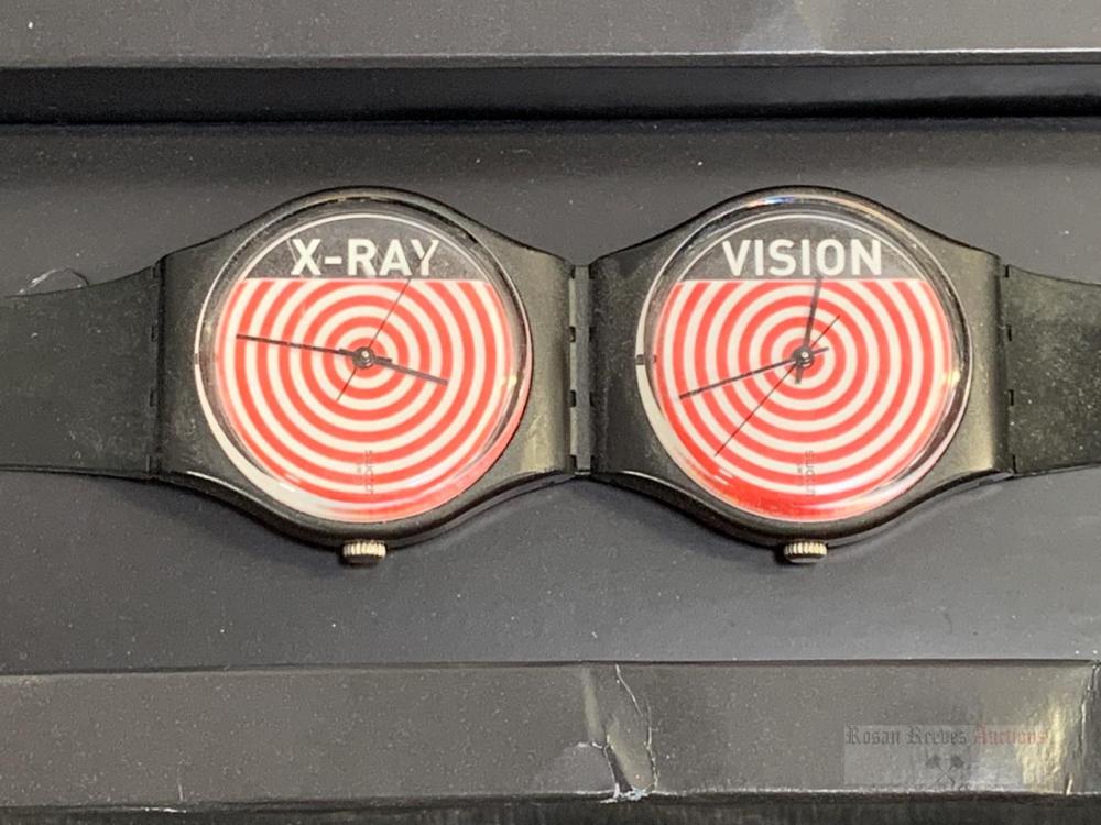 A Swatch Jeremy Scott X-Ray Vision watch with box