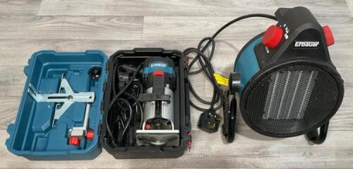 A 240v Erbauer EPR710 palm router with carry case and a 240v Erbauer ...