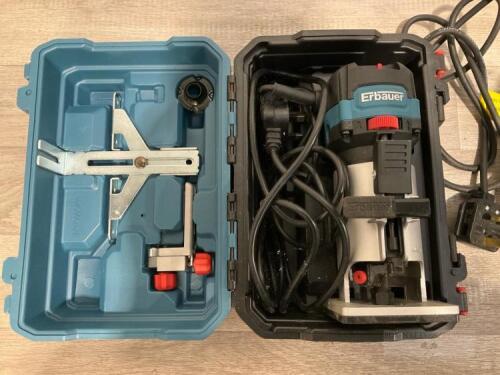 A 240v Erbauer EPR710 palm router with carry case and a 240v Erbauer ...