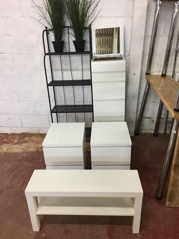 A White Ikea 6 Drawer Bedroom Chest A Pair Of White Ikea Bedside