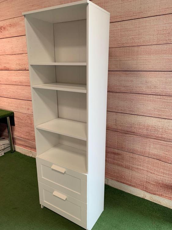 An Ikea White Wooden Bookshelf Fitted With 2 Drawers   44133 8 