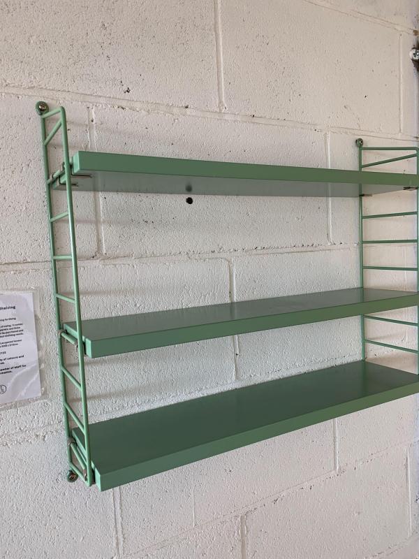 A String pocket wooden and metal shelving unit H50 x W60 x D15cm