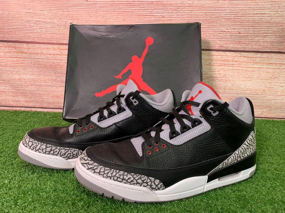 A Pair Of Air Jordan 3 Retro Og Black Fire Red Cement Grey Sneakers Uk 13 Price Estimate